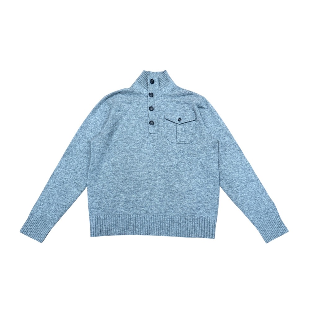 Neiman Marcus Men Merino Wool Cashmere Mock Neck Quarter Zip Sweater L Gray